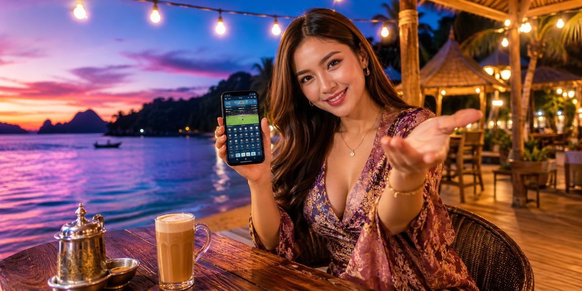 Pemain di Langkawi mengakses permainan slot kasino mudah alih 370z di tepi pantai